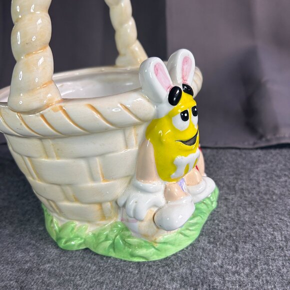 M&M Ceramic Easter Basket Vintage Yellow Red Easter‎ Bunny - Picture 10 of 15
